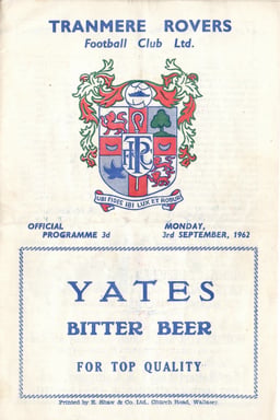 Tranmere Rovers v Carlisle United Match Programme 1962-09-03